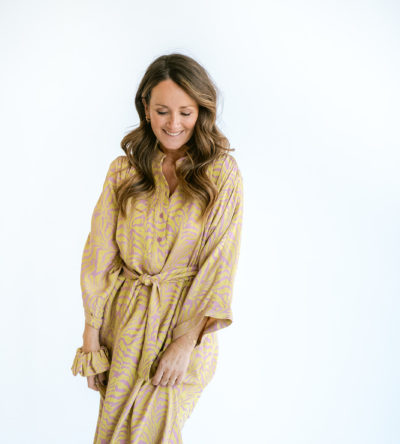 Ivy dress palm print