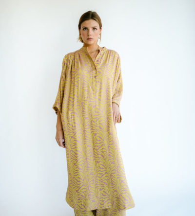 Ivy dress palm print