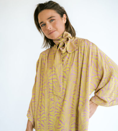 Ivy dress palm print