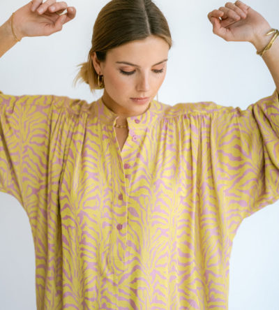 Ivy dress palm print