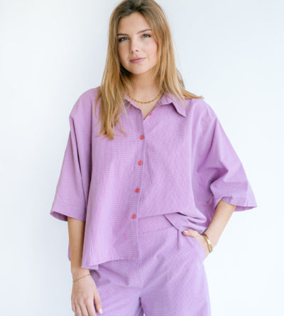 Mette blouse fuchsia checks