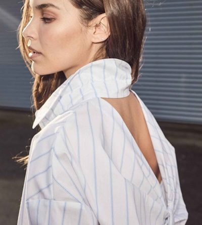 Fine line twist bow shirt